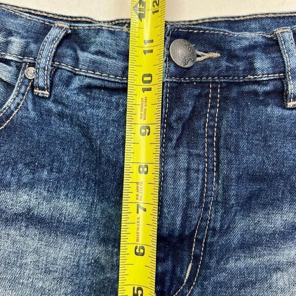 Free People Shorts Jean Distressed Crochet Lace Hem Women’s 29 Denim 100% Cotton - Picture 6 of 8